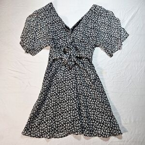 Elegant Black and White Floral Dress